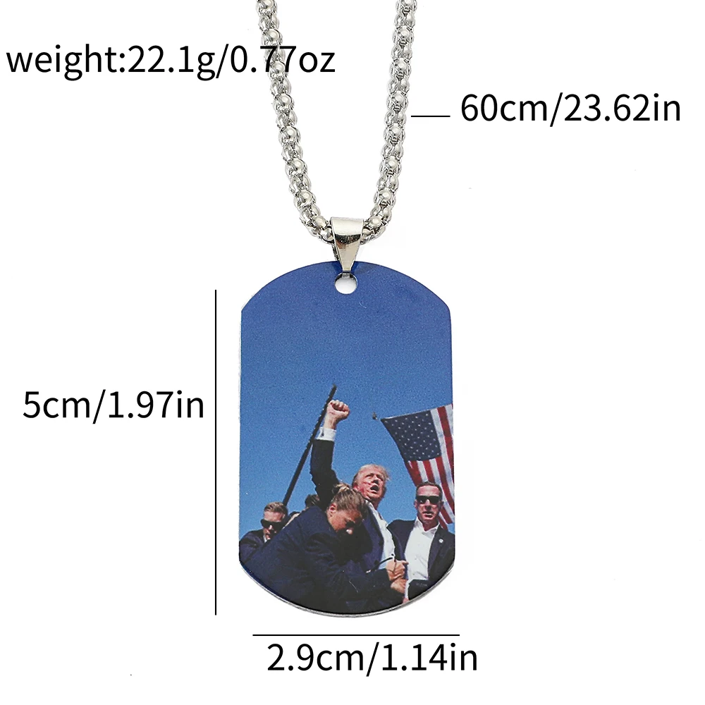 2024 7.13 Donald Trump Fighting Printing Dog Tag Stainless Steel Pendant Keychain for July Fourth Accessories Gifts