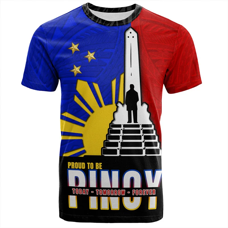 Vintage 3D Printed Philippines Filipinos Emblem T Shirt Philippines Maori Tribal Styles Graphic Tee Shirts Fashion Short Sleeves