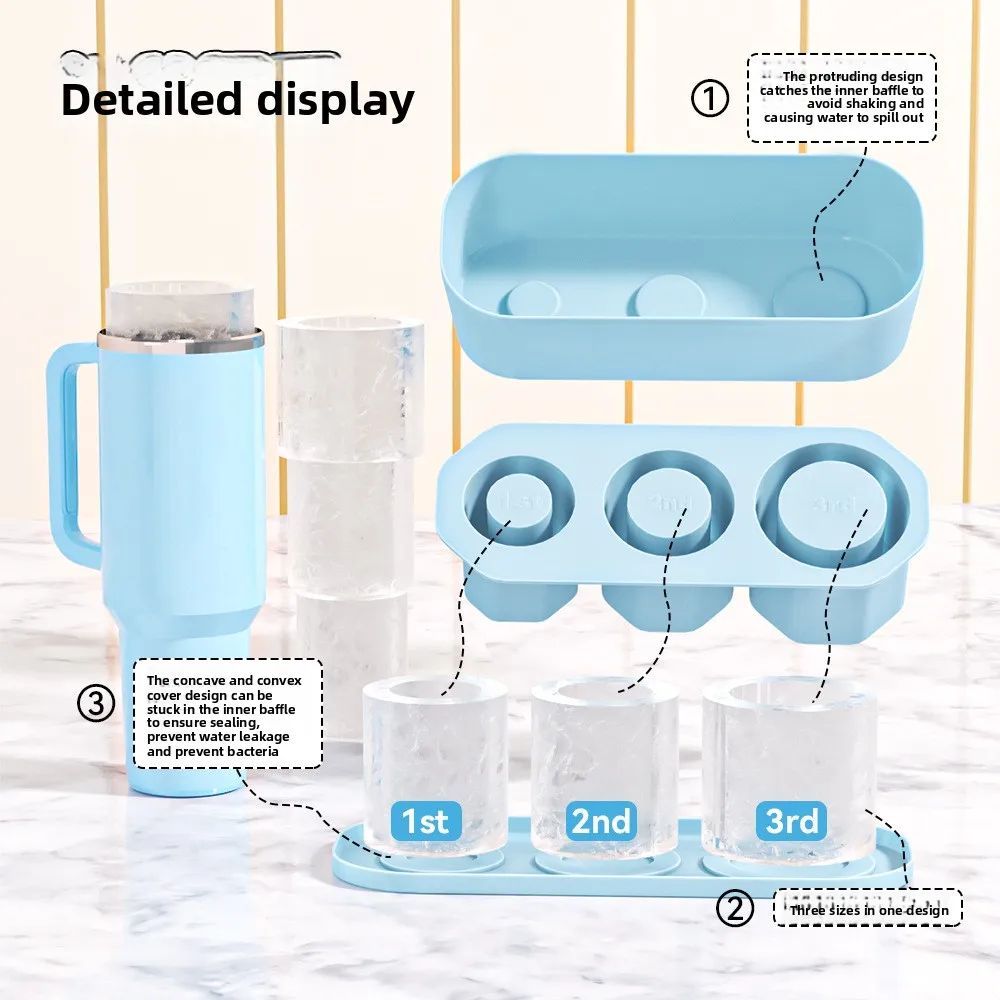 

Ice grid Stanley water cup special silicone grid cube mold with box easy demoulding