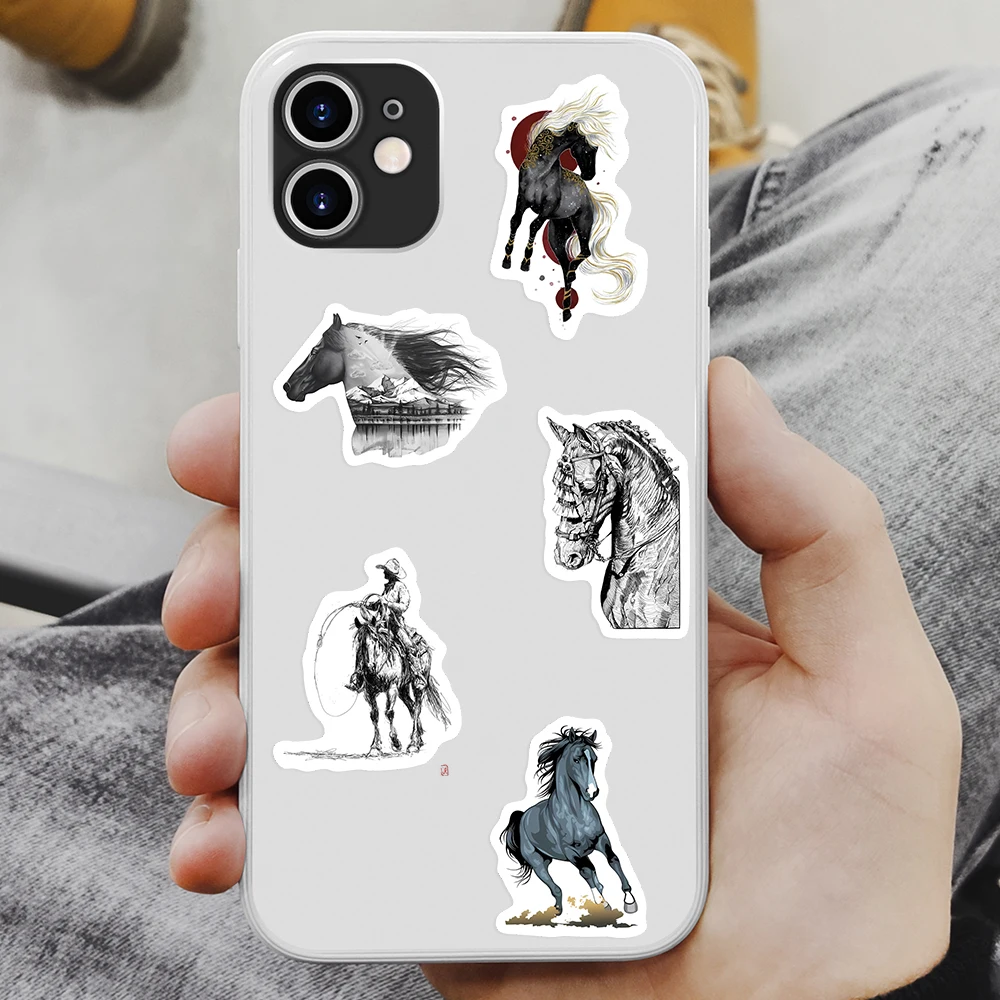 Horse Aesthetics Stickers Equestrian Decorative Scrapbook Art Sketch PVC Waterproof Funny DIY for Notebook Laptop Phone Sticker