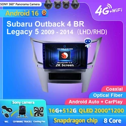 Android 16 Carplay Car Radio Multimedia Player For Subaru Outback 4 BR Legacy 5 2009 - 2014 LHD Auto Autoradio Stereo Head Unit