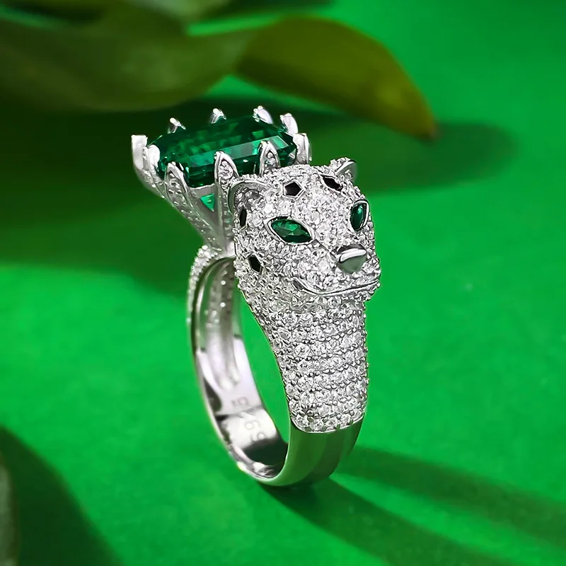 

Apaison 8*10mm Emerald Rings For Women Anniversary 100% 925 Sterling Silver Ladies Ring Bridal High Carbon Diamond Fine Jewelry