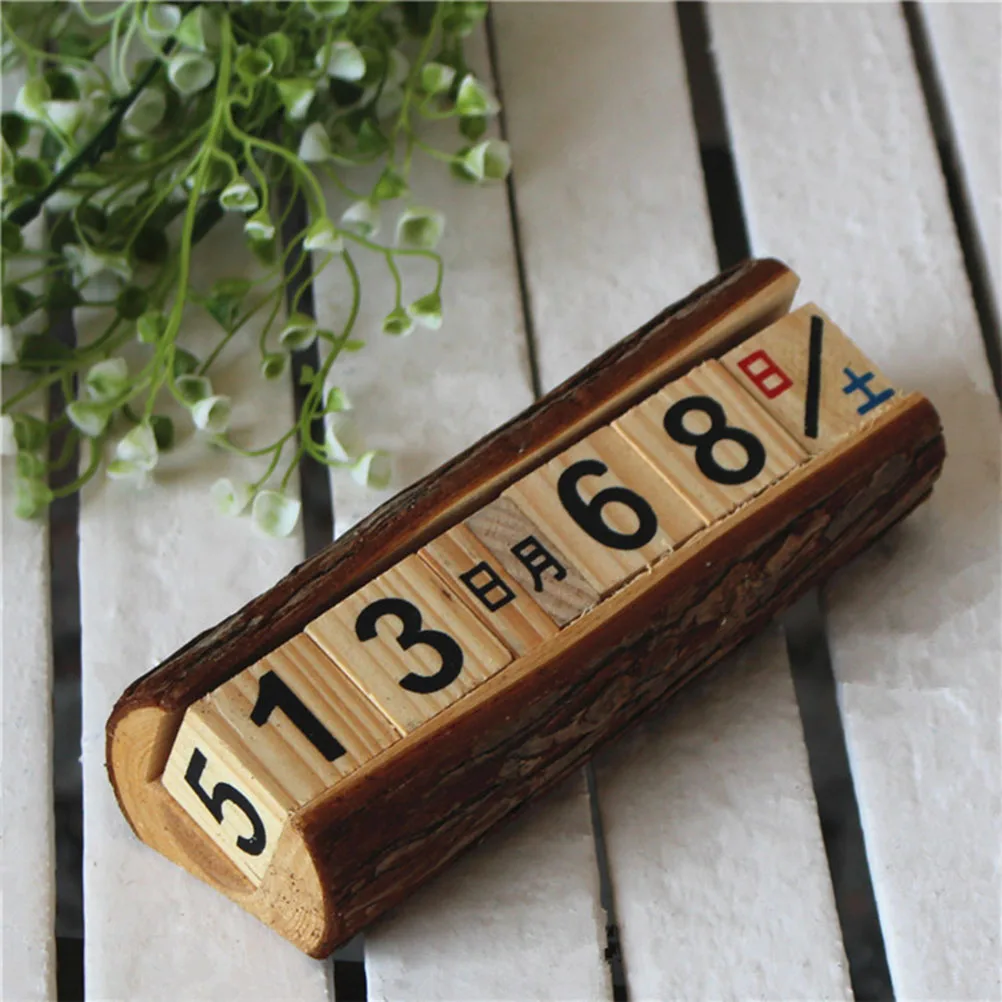 

2 PCS Calendar Desktop Office Wooden Retro Decor Creative Table Ornament Ornaments Perpetual