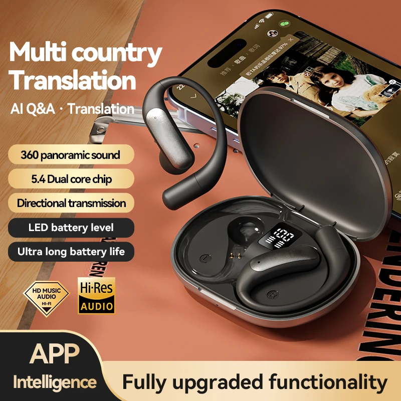 AI intelligent translation earphone M127 Bluetooth headset with digital display screen, over-ear type, noise reduction function