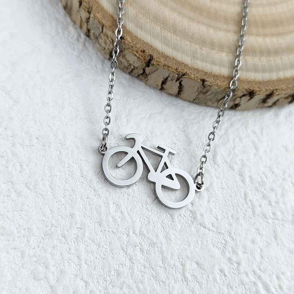 Fun bicycle gold-plated necklace, minimalist metal collar for women, rose gold gift for women