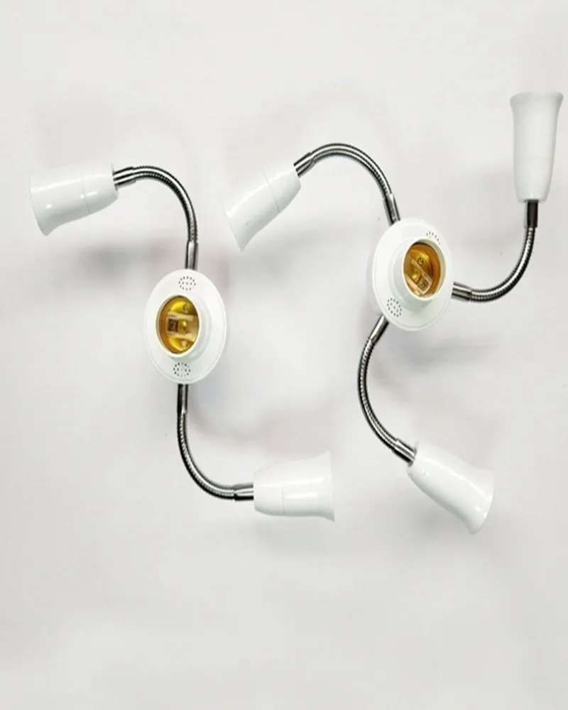 

Adjustable White E27 Base Light Socket Splitter Gooseneck LED Bulbs Holder Converter with Extension Hose 3 4 5 Way Adapter