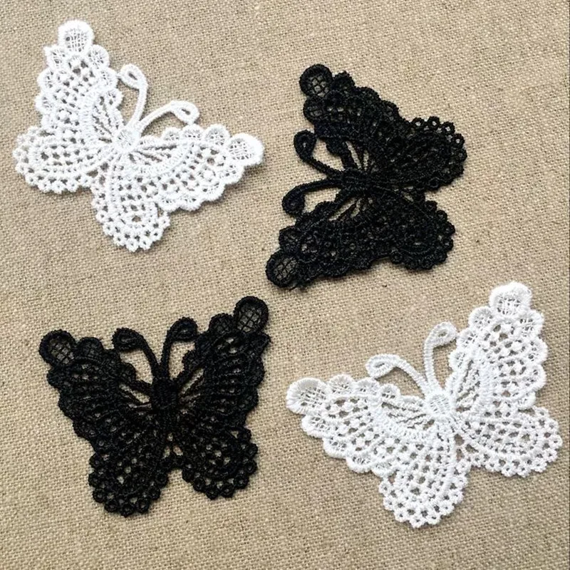 10pcs Embroidered Butterfly Appliques Garment Accessories DIY Wedding party Craft Soluble Patch