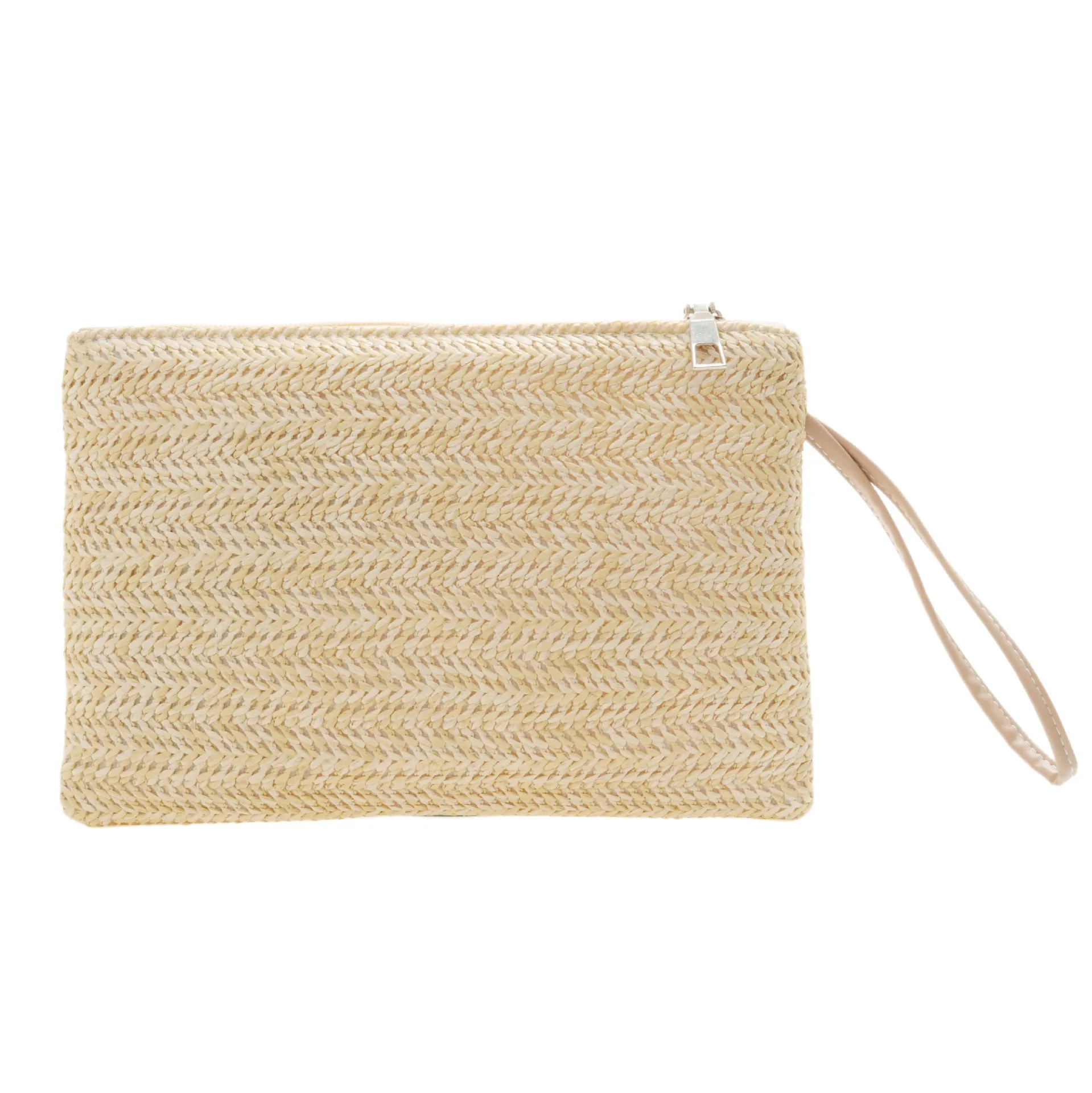 Women Clutch Bag Handmade Backpack Fashion Ladies Wristlet Girl Phone Solid Straw Woven Coin Purse Beach Wallet Fresh Sweet