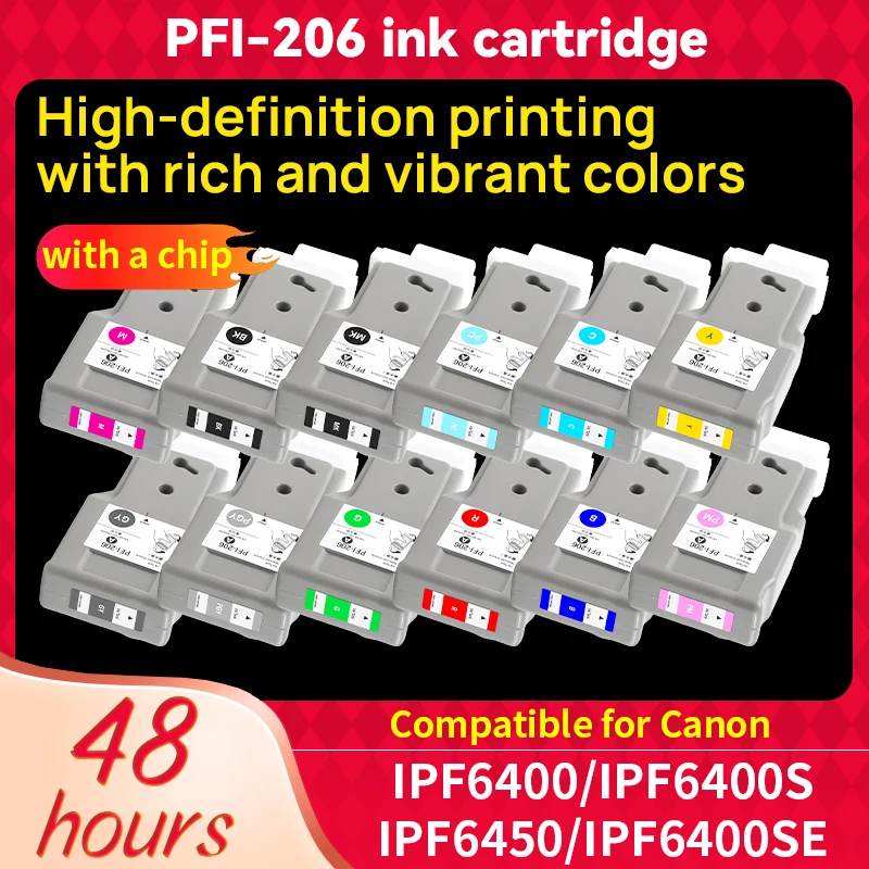 300ml PFI206 PFI 206 PFI-206 Premium Compatible Color Inkjet Ink Cartridge for Canon iPF6400 iPF6450 iPF6400S iPF6450S iPF6400SE