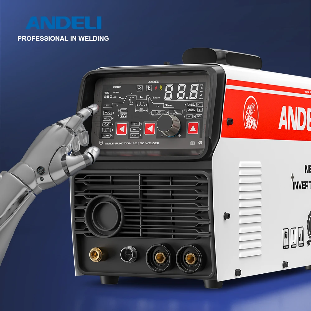 ANDELI Free ShippingTIG-250PE LED 220V AC DC TIG Welder TIG Welding Machine AC TIG Cold Pulse  Aluminum Welding MMA Spot