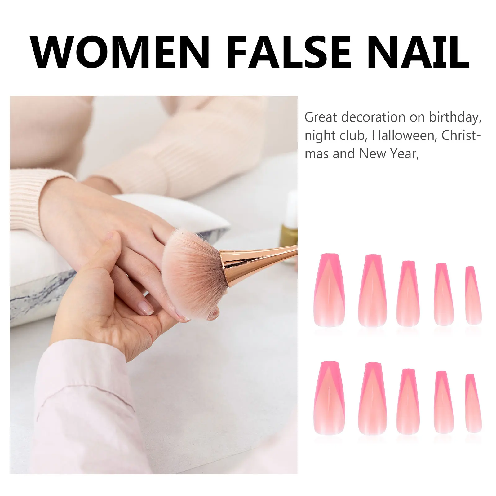 

2Sets French Fake Nails Long Ballerina Coffin Full Cover False Nails for Manicure Beauty Salon DIY Home Nail Art