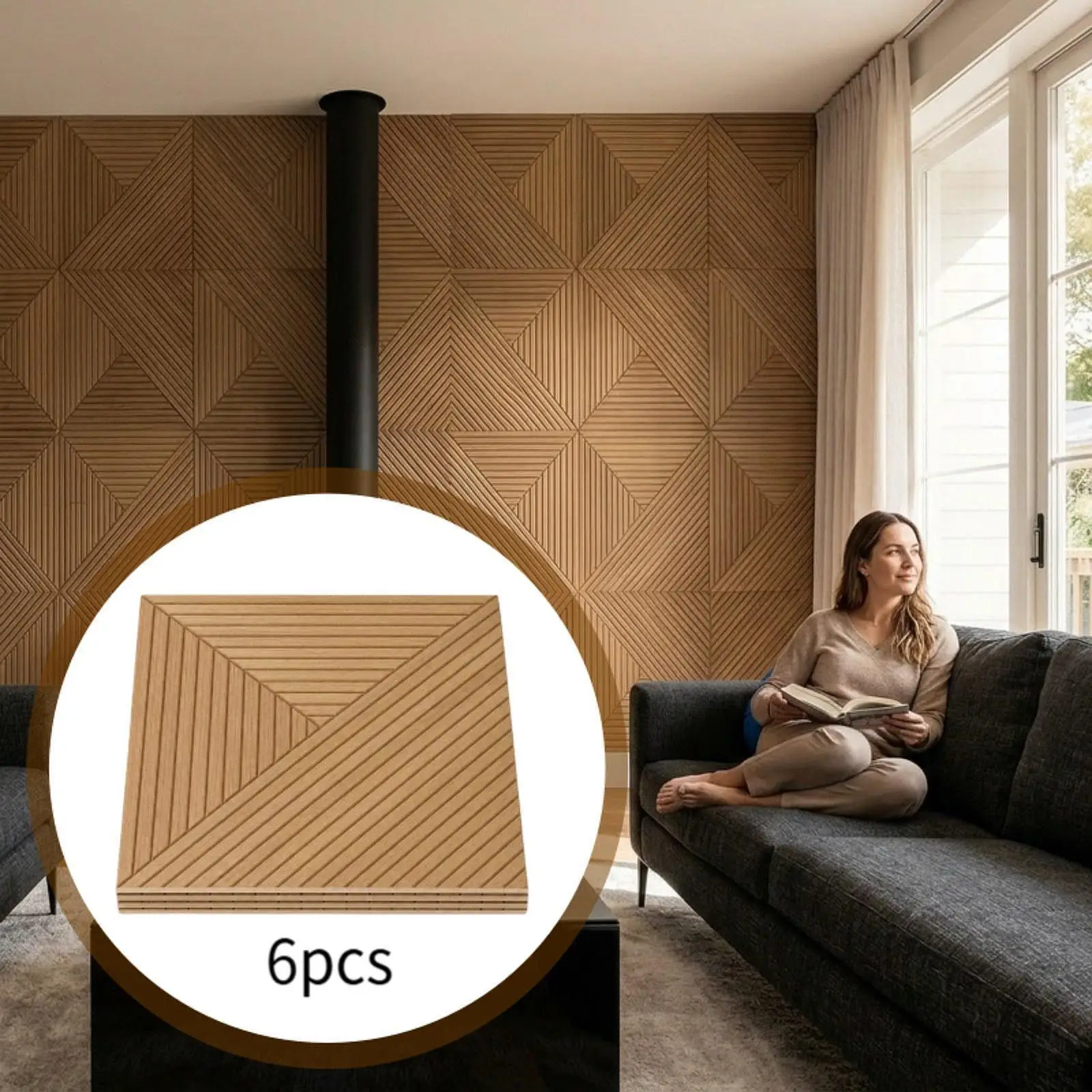 6 Pieces Art Acoustic Wall Panels Acoustical Soundproof Panels for Studio