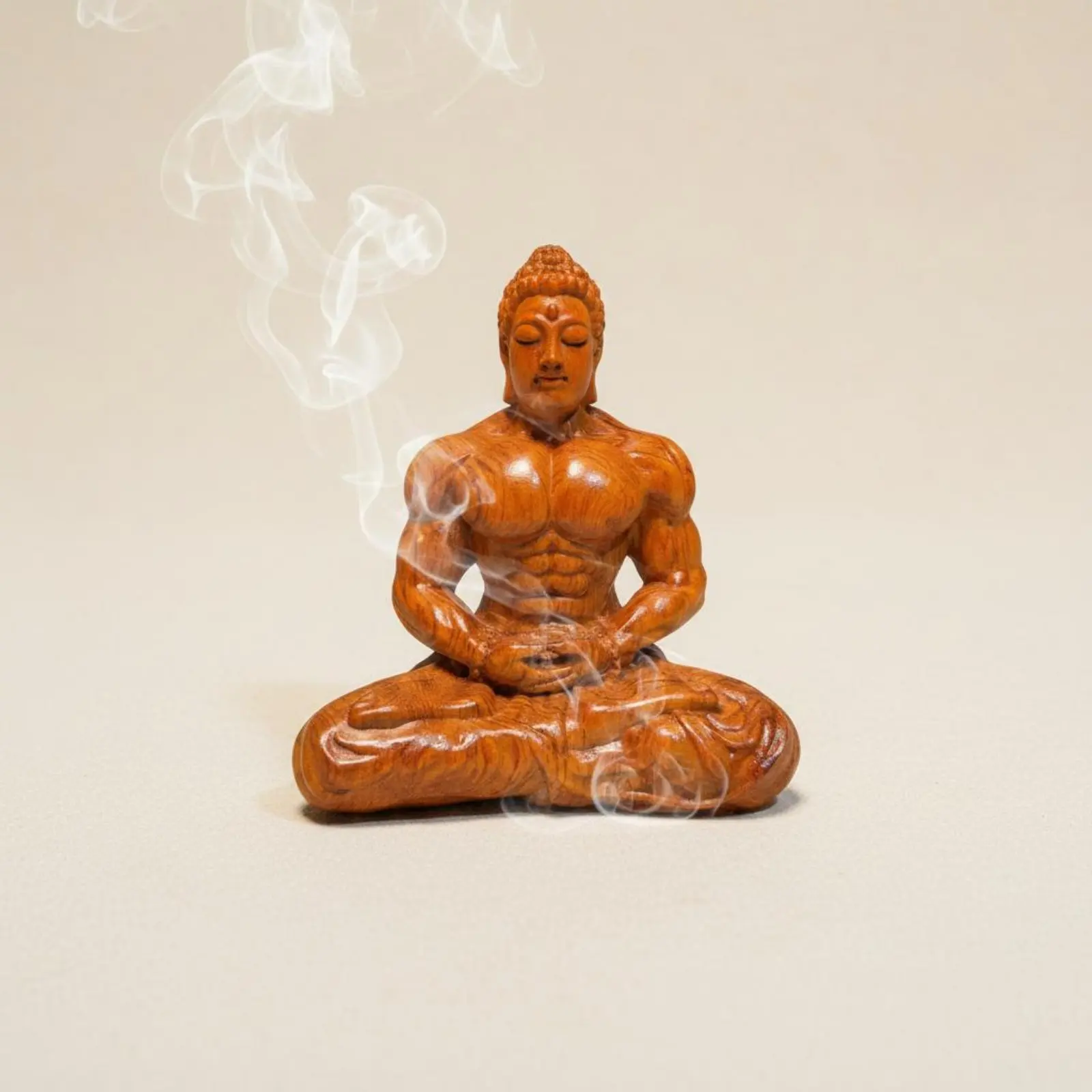 Ebony Wood Carved Buddha Humorous Decor Muscular Buddha Statue House Decoration Distinctive Gift for Car Dashboard, Office