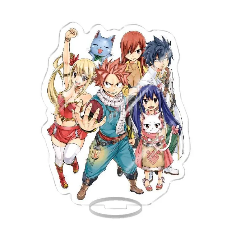 Anime Acrylic Stand Figures Model Plate Desktop Decor Natsu Lucy Cartoon Double Sided Standing Sign Keychain For Student Prizes