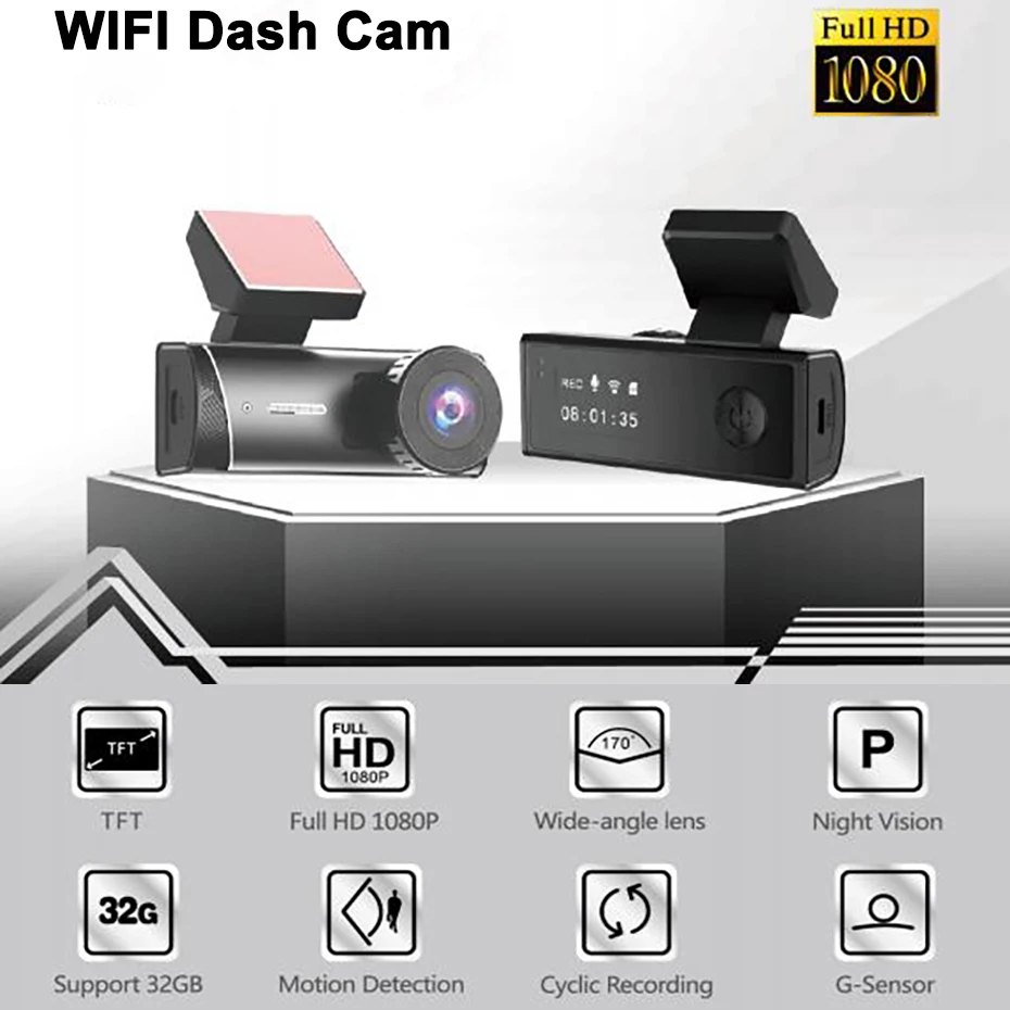 1920*1080P Mini Car Dvrs Connect Cellphone Video Recorder Vehicle Black Box for Android and IOS Auto Hidden WIFI Dash Cam Camera