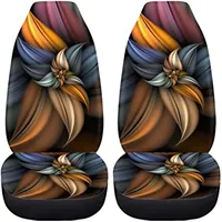 Retro Flower Pattern Auto Seat Covers 2pc Set Easy Install Full Wrap Bucket Seat Covers Elastic Back ,fit Most Vehicle