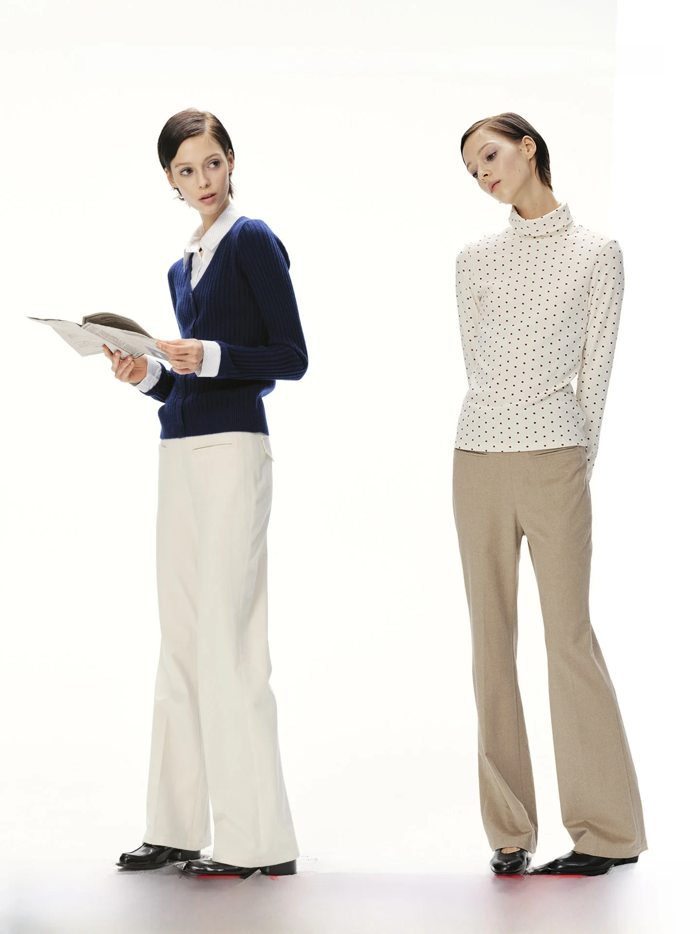 High Waist Wool Blend Casual Pants Women's Slim Fit Nine-Tenths Flared Trousers Commute Style Fashionable Ladies Pants