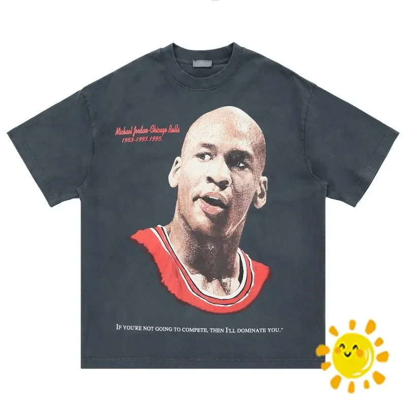 

New Style Vintage Basketball Character Graphics Printed T-shirt Clothing Loose Casual Tees Tops T Shirt for Men Women