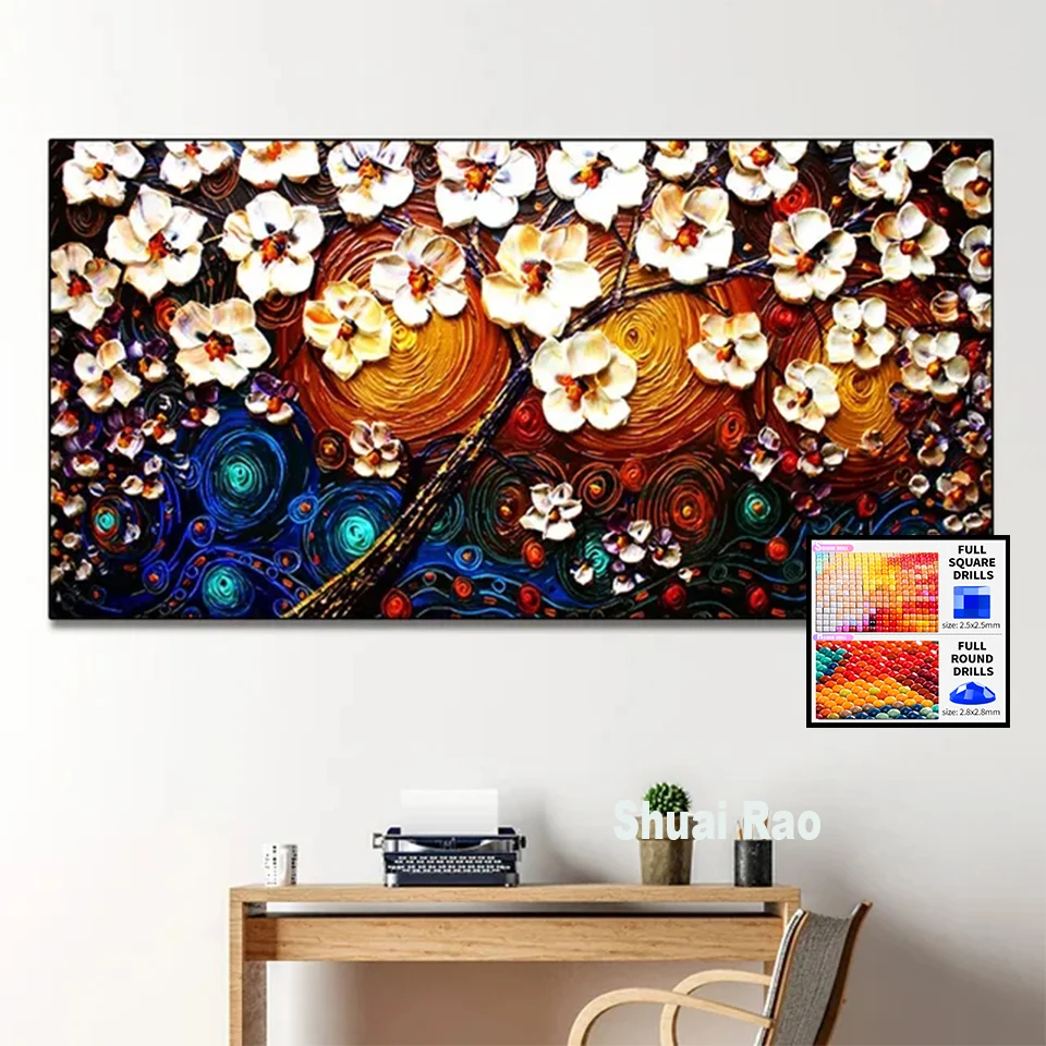 Abstract Flowers Diamond Painting 5d DIY Full Round Square Magnolia Home Decor Diamond Mosaic Cross Stitch Large Art Top Gift