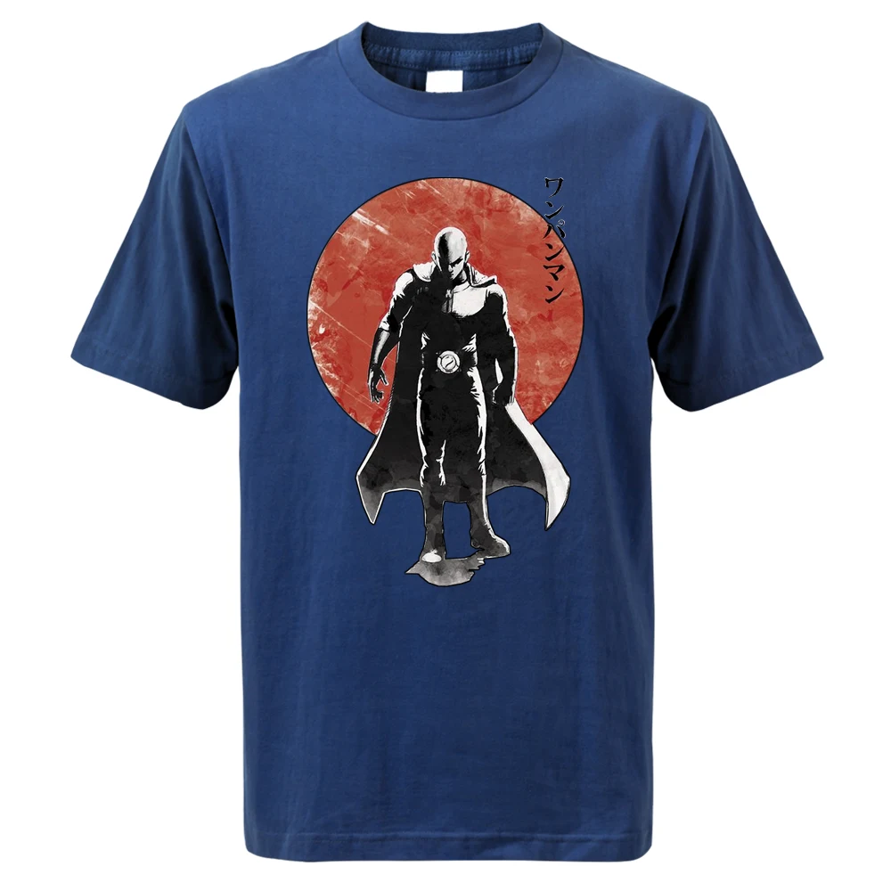 Anime One Punch Man Saitama Summer 2024 Mens Casual Tshirt Cotton Printing Tops Mens Short Sleeve Tops O-Neck Streetwear