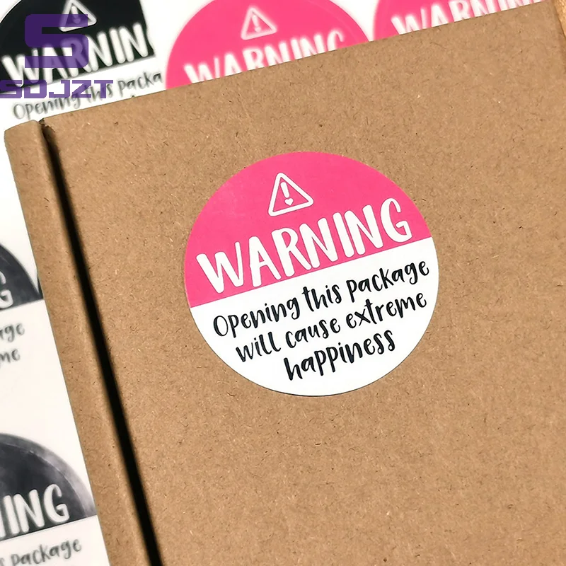 120Pcs Black And Pink Adorable Warning Extreme Happiness Labels 1.5inch Thank You Packaging Stickers Gift Wrapping Envelope Seal