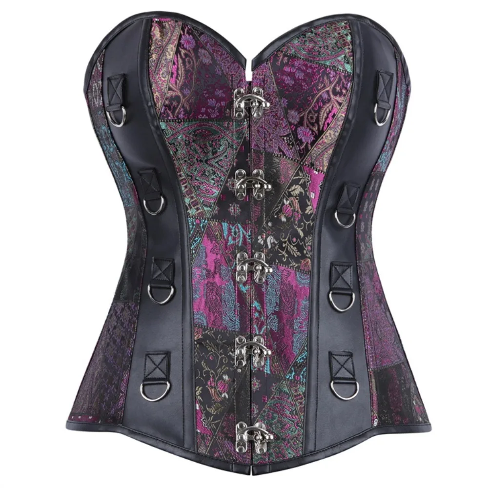 Steampunk Overbust Corset Retro Gothic Clothing Women Clubwear Bustiyer Corselet Vintage Body Shaper