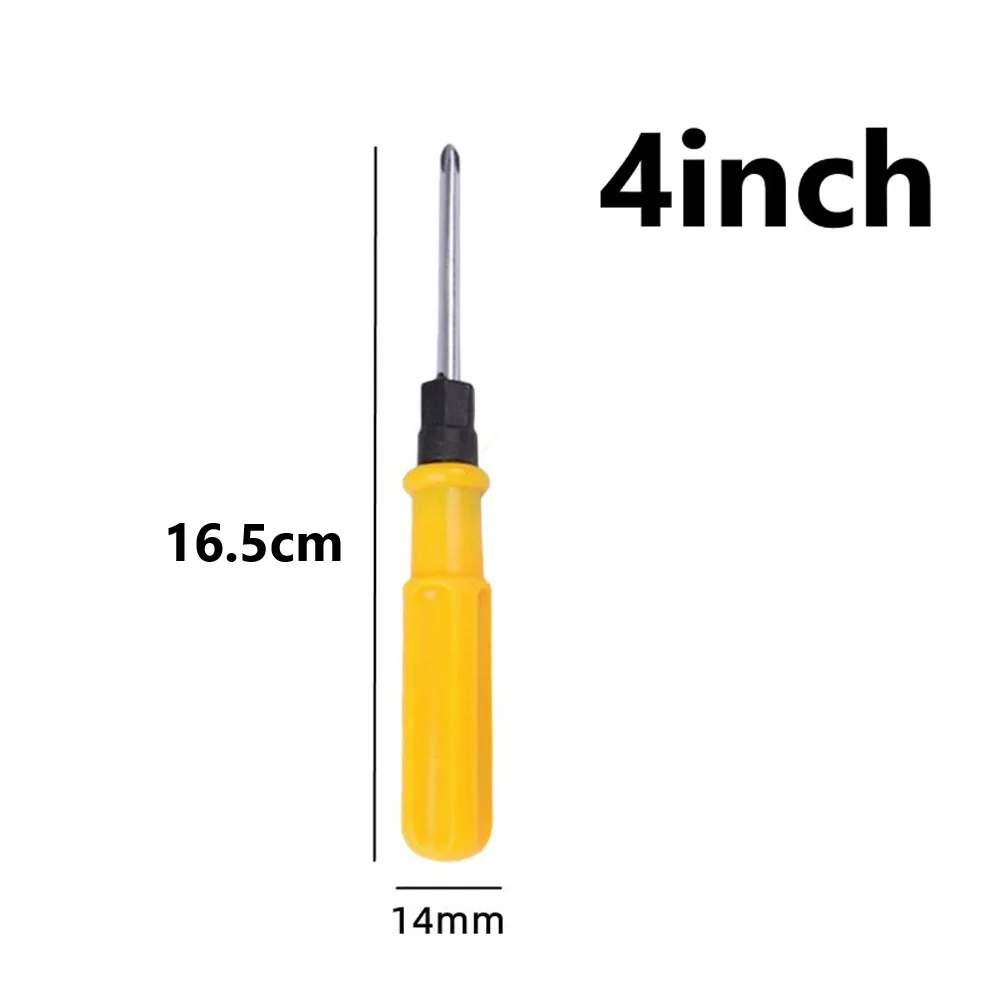 1pc Dual Head Screwdriver Yellow Handle Slotted Cross Driver Bits 2 3 4 Inch Multi-Purpose Hand Repair Screwdrivers