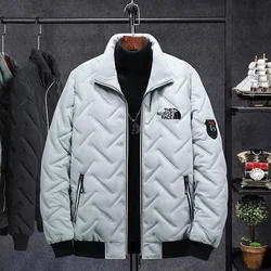 2024 Men's Casual Jacket Men's Waterproof Windbreaker Jacket Winter Warm Autumn Zip-Up Men's Coat Solid Color Large Size