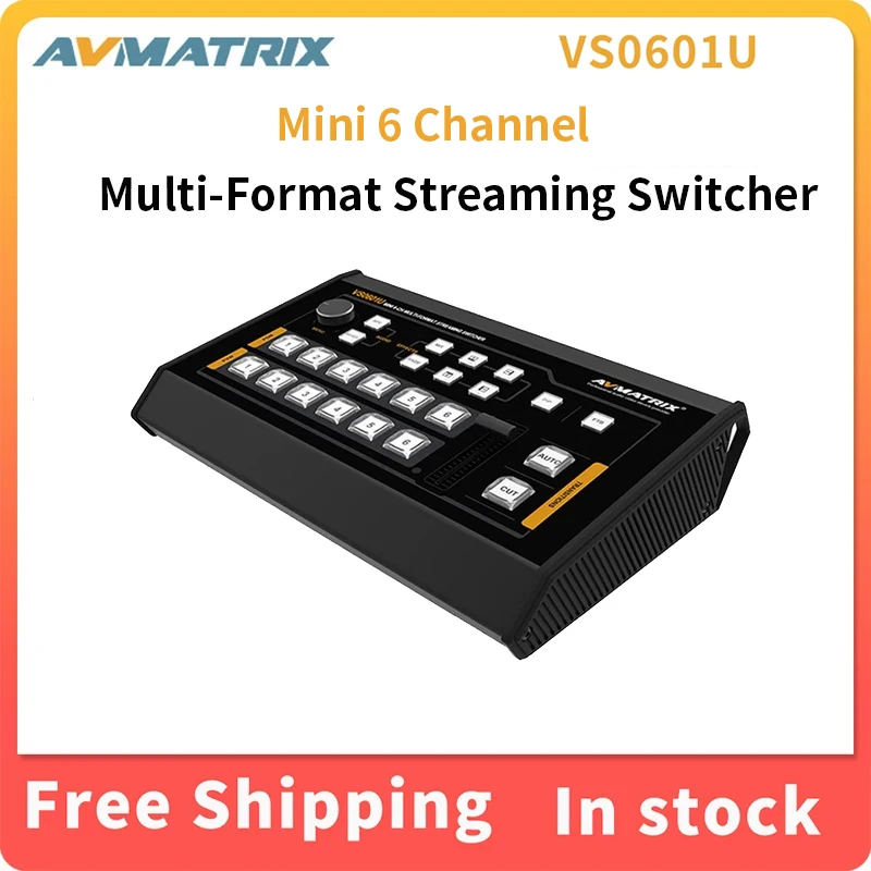 

AVMATRIX VS0601U 2×HDMI Mini Multi-Format Streaming Video Switcher with 6CH 4×SDI Inputs USB Type-C Output and GPIO Interface