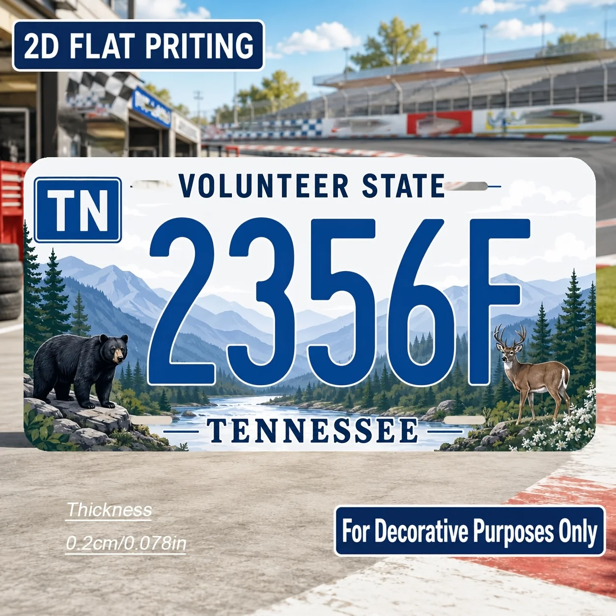 2D Flat, [2D Flat] 1pc Tennessee-Themed Vintage Wall Sign - Retro Tennessee Plate Suitable for Home Decor, Bar, Office, Cabin -