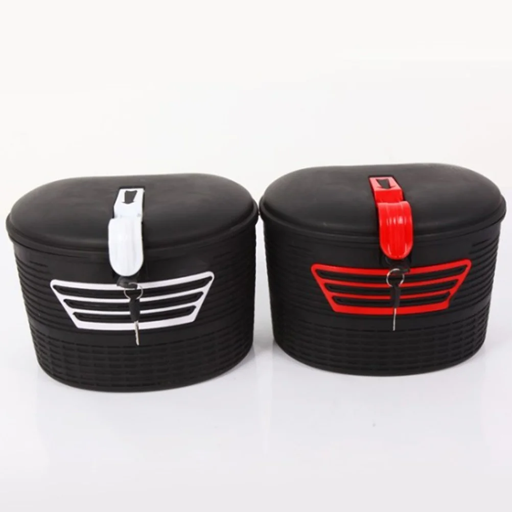 

Bike Front Frame Storage Basket Durable Plastic Electric Mountain Bike Hanging Basket Lock Large Capacity Waterproof