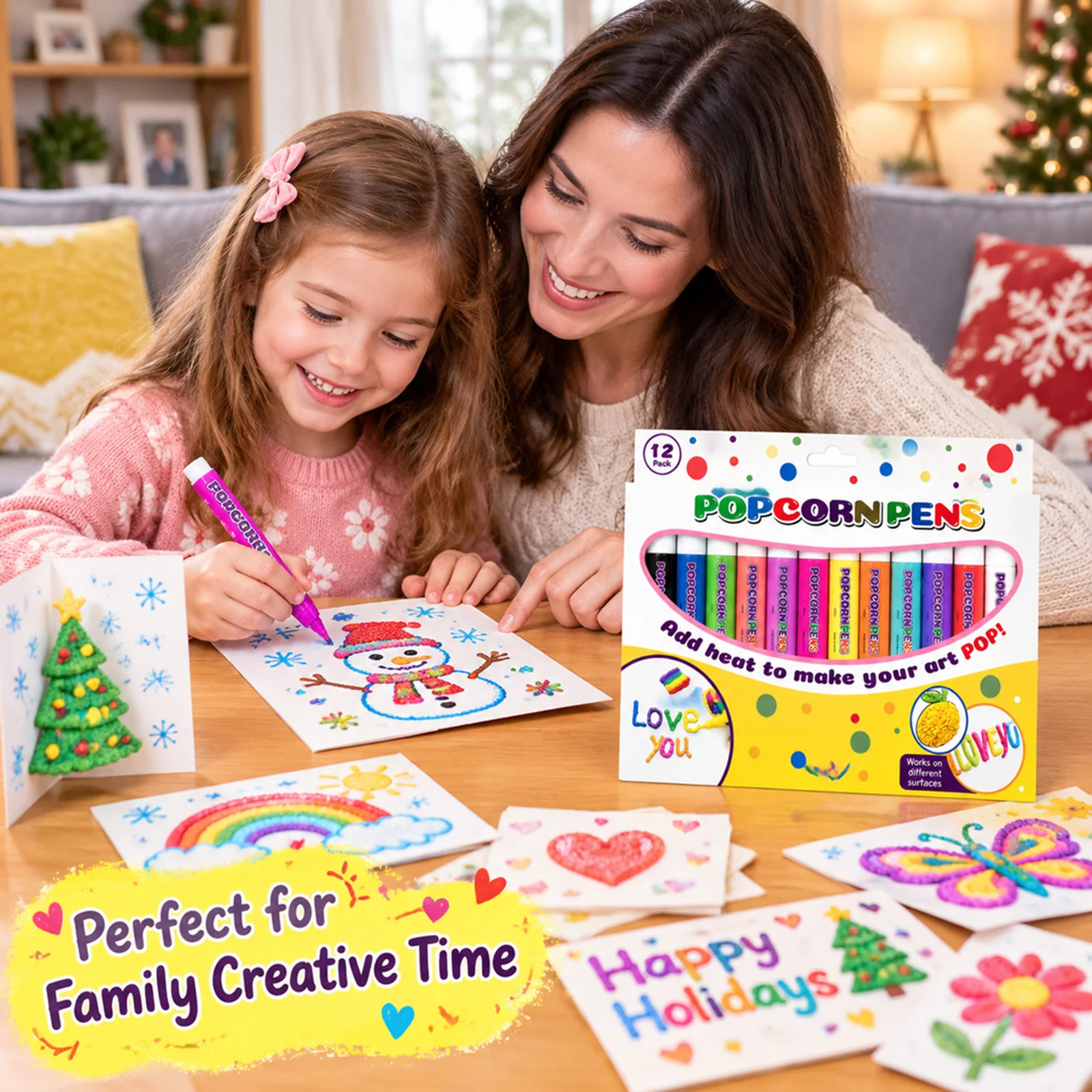 12 Colors Popcorn Pens Puffy Paint Pens 3D Art Markers Heat Activated Raised Texture for Paper DIY Craft Card Scrapbook Pens image 6