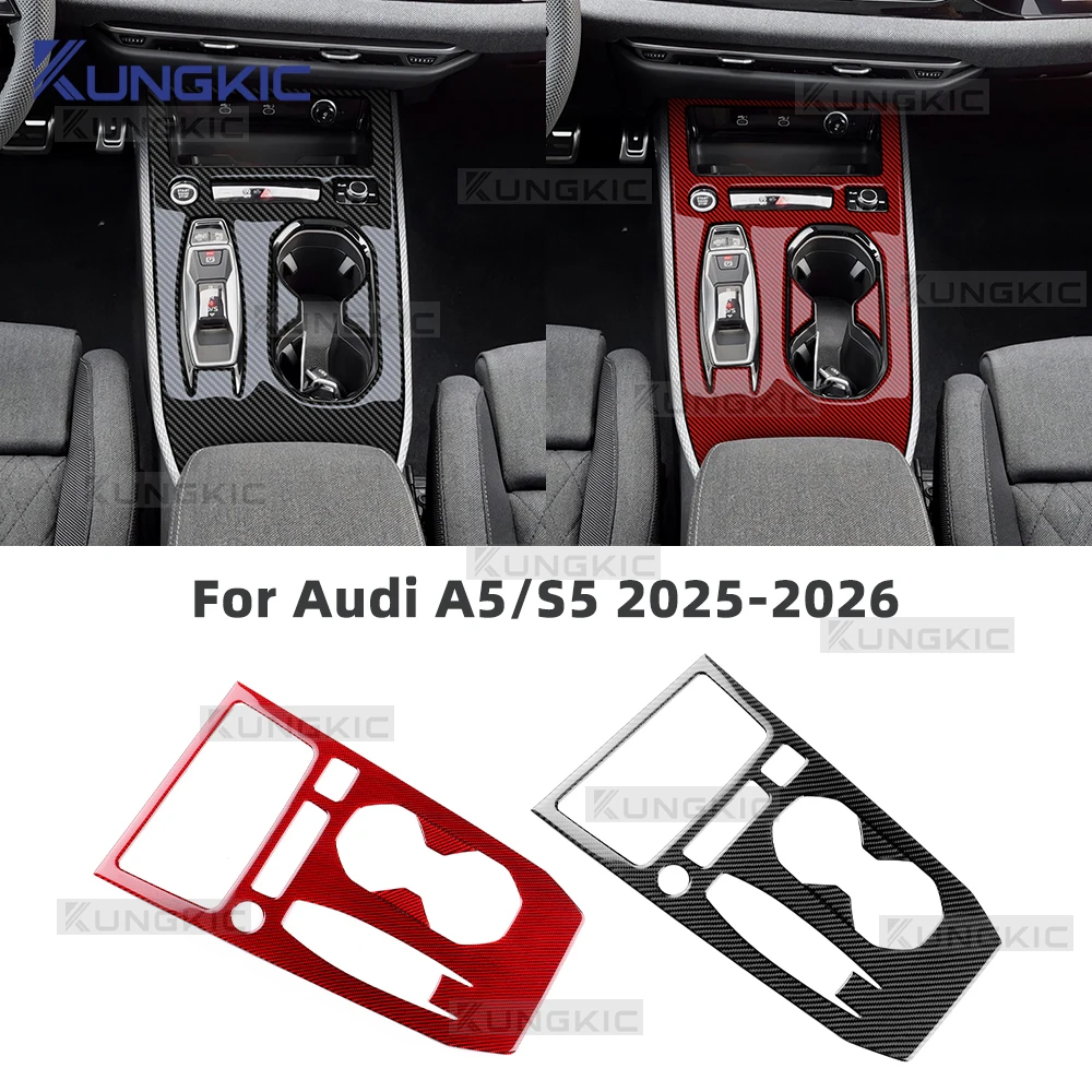 

For Audi A5 S5 B10 e-tron 2025 2026 RHD LHD Real Soft Carbon Fiber Automatic/AT Car Gear Shift Panel Sticker Accessories