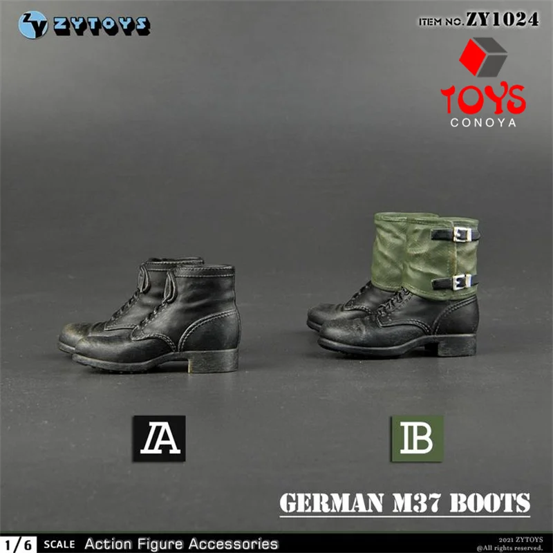 ZYTOYS ZY1024 ZY1025 1/6 Scale WWII German M37 Boots Leggings Boots Hollow Shoes Model Fit 12'' Male Soldier Action Figure Body