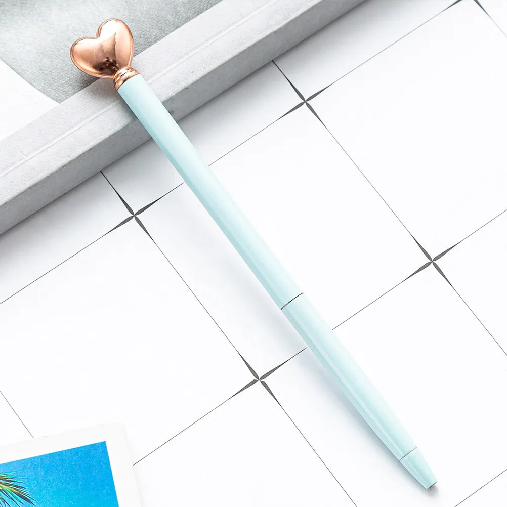 

6Pcs Heart Shaped Metal Ballpoint Pen Smooth Writing Cute Portable Student Office Decor Gift Daily Use Writing Tool