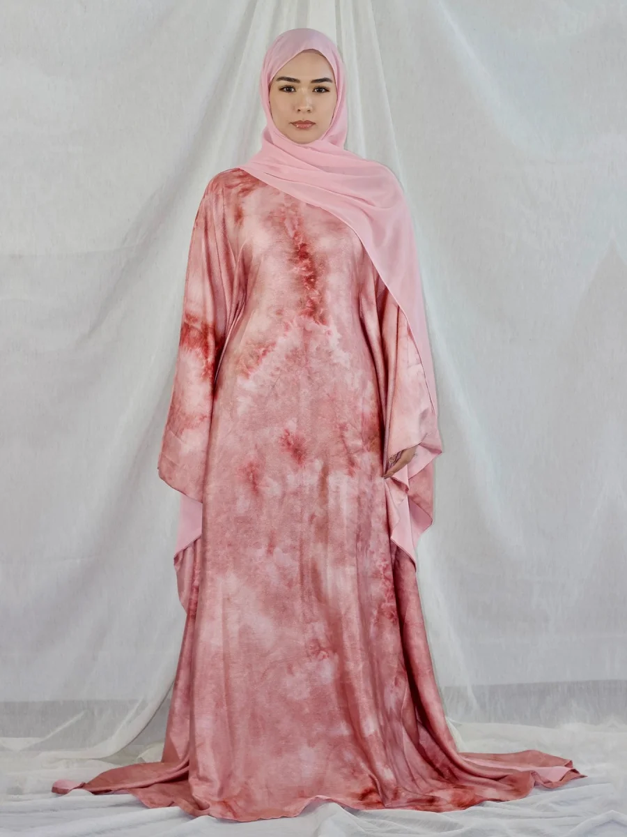 

Мусульманское женское длинное платье Абая на Ближнем Востоке, арабском Дубае с поясом, скромный кафтан с принтом тай-дай, женская исламская одежда