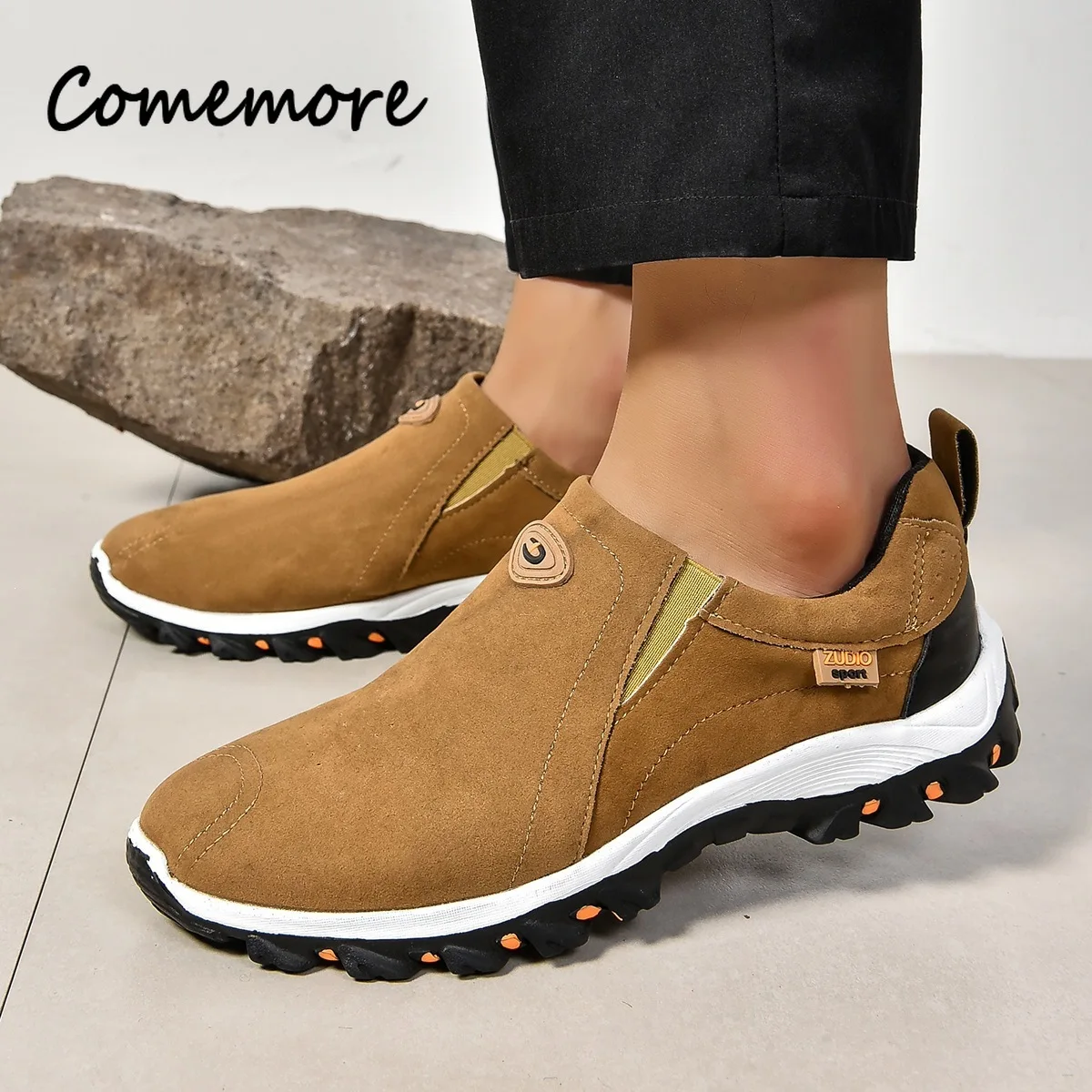 Comemore Men's Sneakers And Casual Shoes PU Leather Mountaineering Travel Sport Footwears Male's Outdoor Anti-slip Walking Shoes