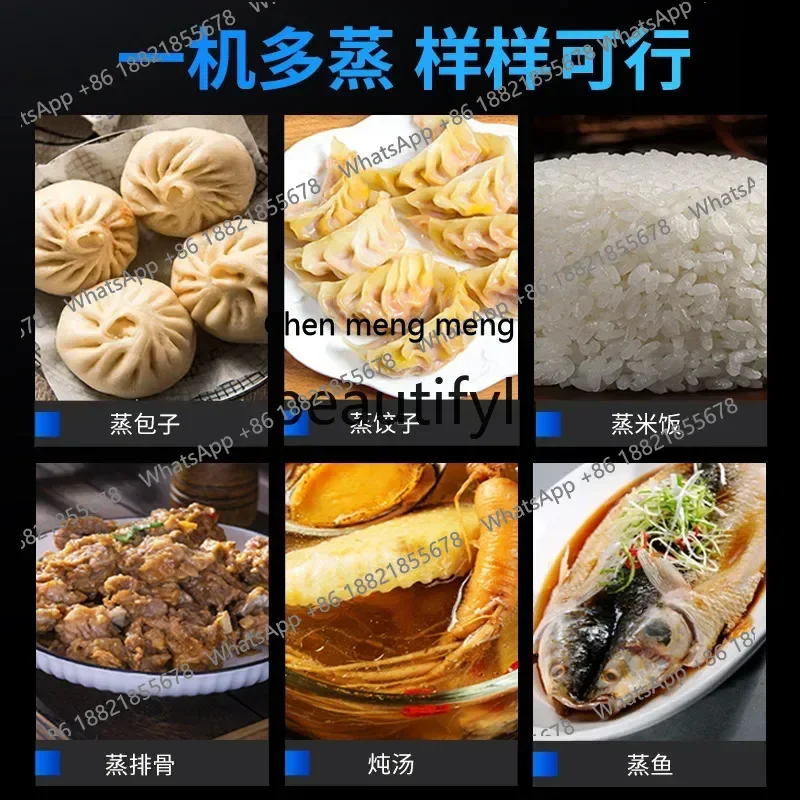 Kabinet Pengukus Komersial FF untuk Toko Sarapan, Pengukus Nasi Otomatis Kecil, Peralatan Dapur Stainless Steel