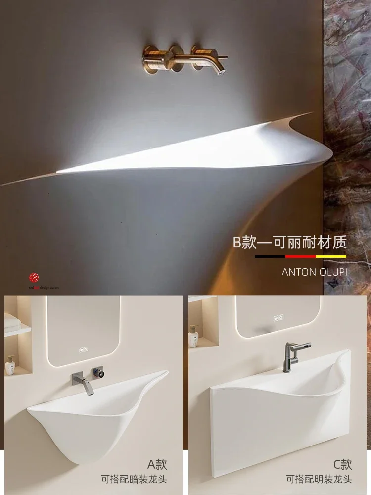 

Dehidun 3017, умывальник с открытой улыбкой, полувстроенная раковина Corian, одинарная раковина, акриловая микроцементная раковина
