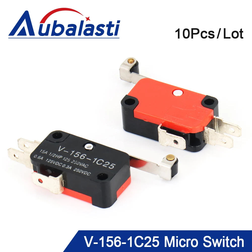 BODING 10Pcs/Lot Durable Micro Limit Switch V-156-1C25 Long Hinge Roller Momentary SPDT Snap Action for CNC Router