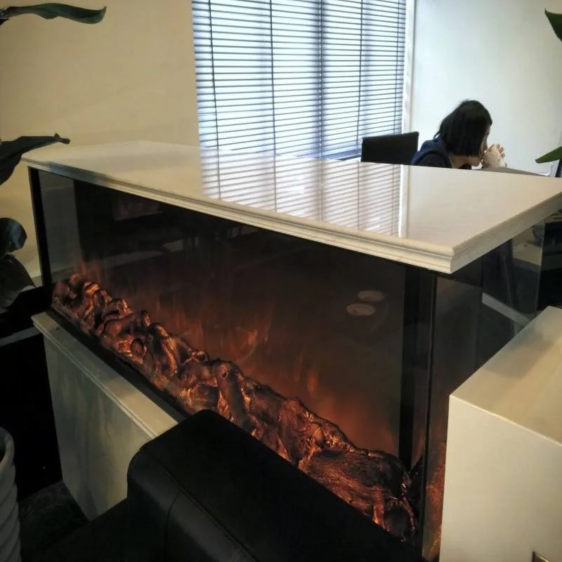 2000mm 4-Sided Electric Fireplace With Multicolor Flame Remote Control English Display-Household & Hotel Use