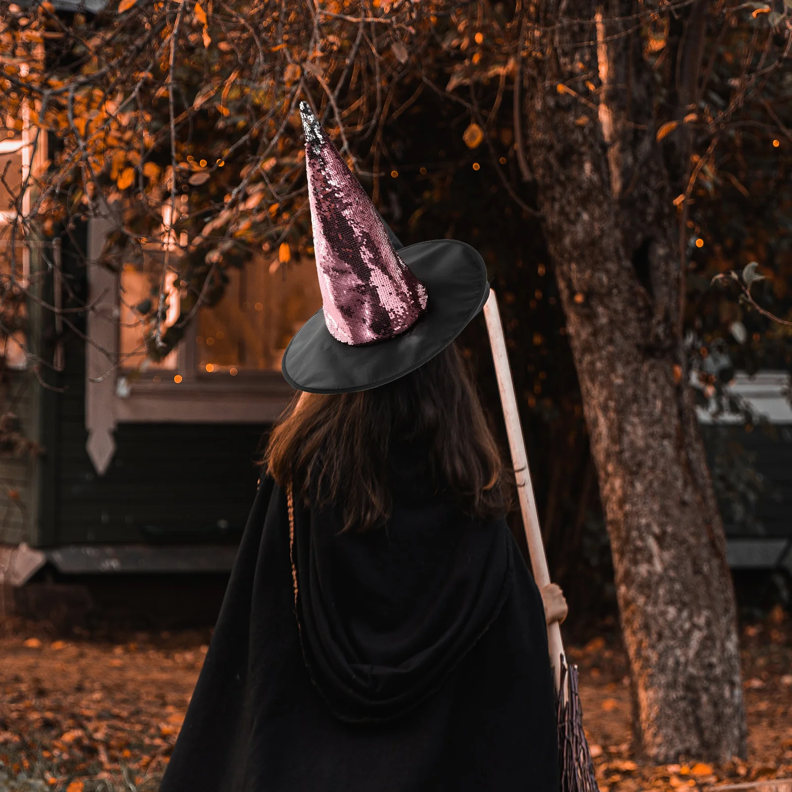 

Witch Hat Party Costume Headwear Sequins Halloween Hats Unisex Novelty Fabric Accessories Fancy Dress Decoration Miss