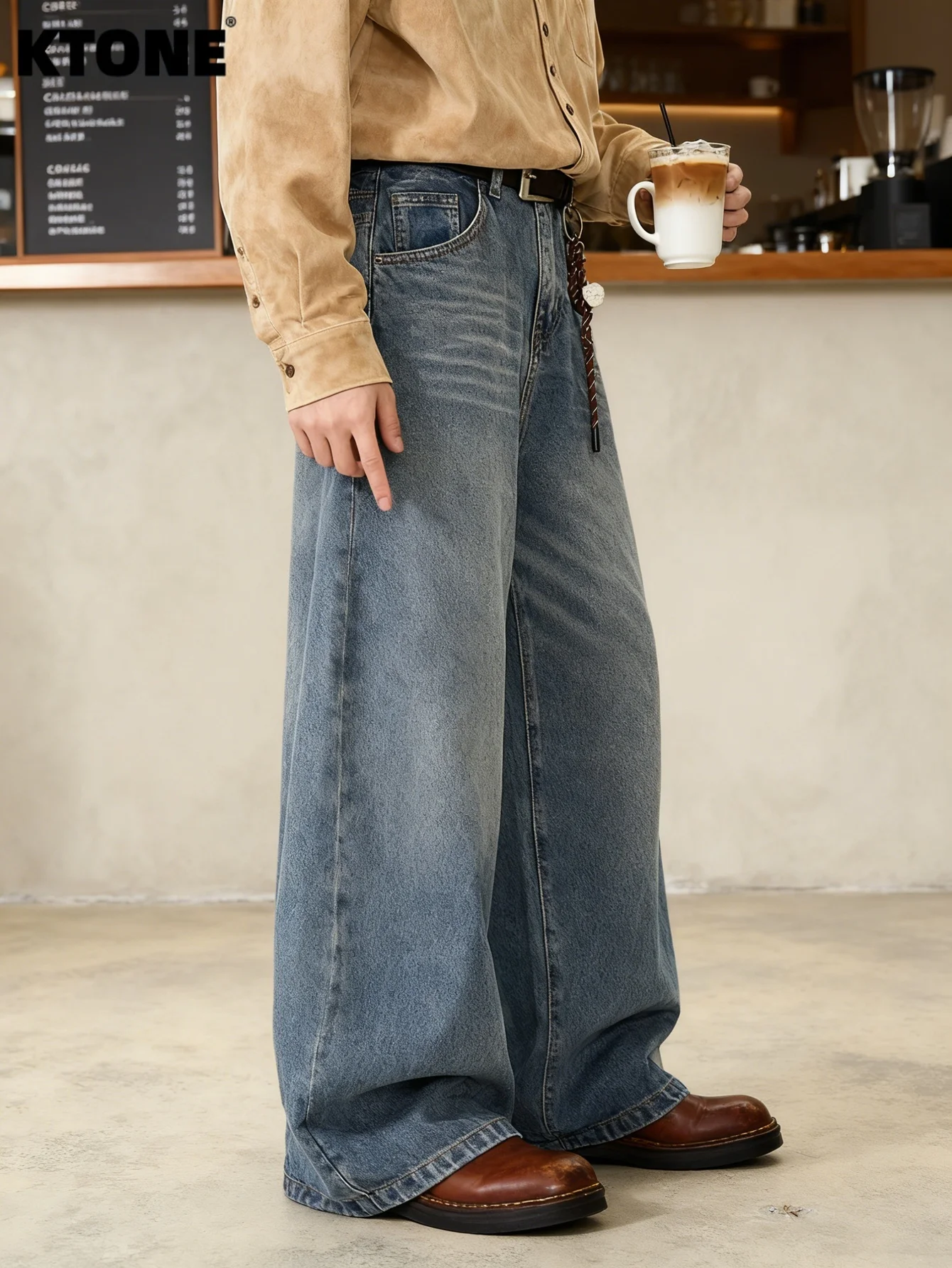 

Light Retro Blue Baggy Jeans Trend Y2K For Dating Original Drip For Man Denim Pants No accessories or belts included