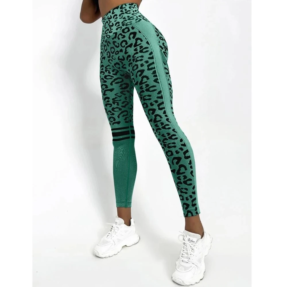 QK-Pantalon de yoga sans couture léopard pour femme, leggings froissés de sport, vêtements de course actifs, entraînement athlétique, fitness, gym,