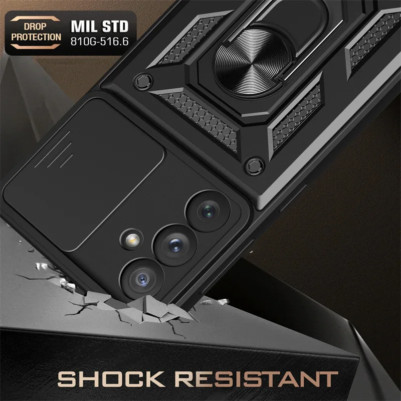 Slide Camera Lens Case For Samsung Galaxy S24 Ultra S24 Plus S23 FE A55 A15 A05 Military Grade Bumpers Armor Protective Cover