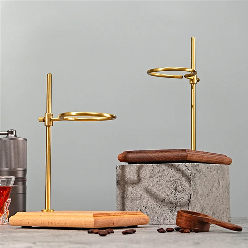 ABNL-soporte para cafetera con Base de madera, soporte de filtro de goteo de altura ajustable para elaboración Manual de madera