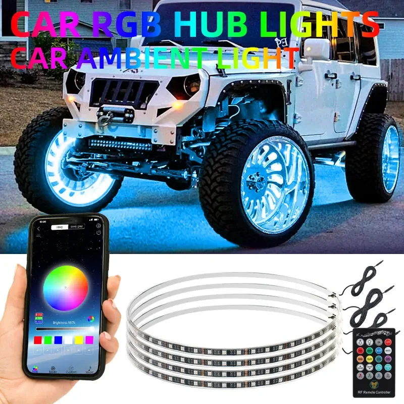 

15.5inch Car Hub Lamp Kit APP Remote Control Neon Wheel Ring Decorative Atmosphere Light For Car ATV UTV 4x4 offroad Accessories