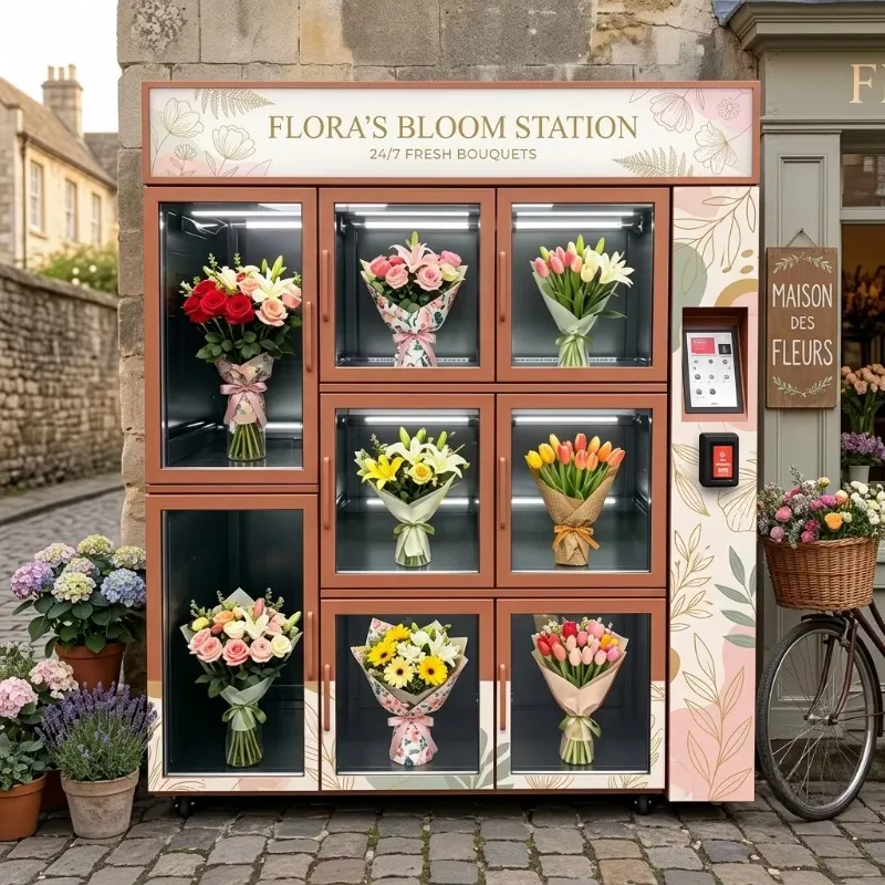 Commercial Flower Vending Machine Flower Display Fridge Remote Monitoring Credit Card Cloud-Based Shopping Malls