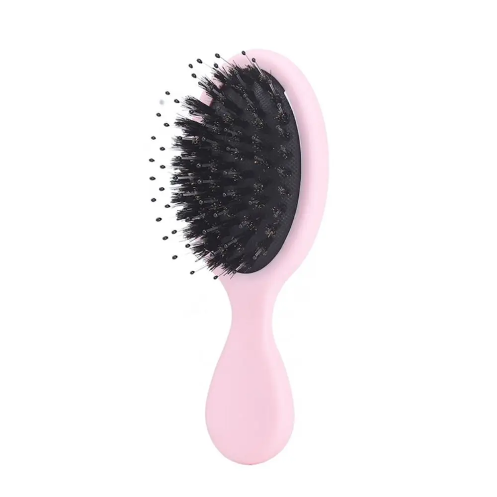 Portable Mini Paddle Brush Lightwear Pig Bristle Pocket Wet Brush Matte Frosted Massage Comb Holiday Vocation