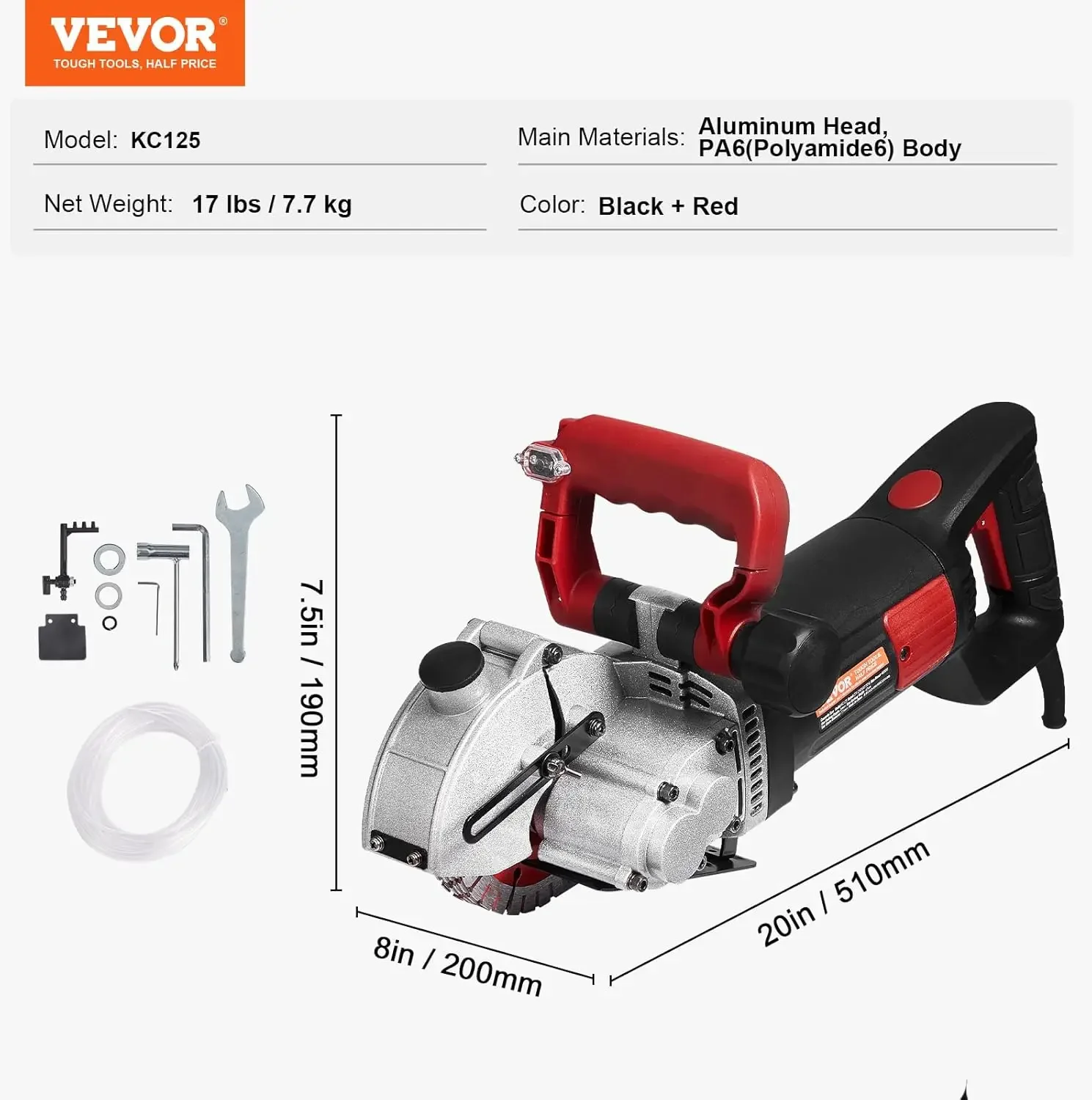 Machine à rainurer avec guide laser, chasseur de mur, 5800W, pliable, profondeur de rainure maximale et largeur 2 "x 6800", 1.5